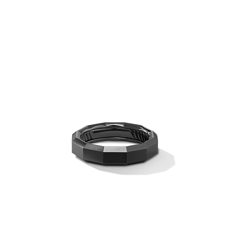 David Yurman Faceted Band Ring In Black Titanium, 6mm