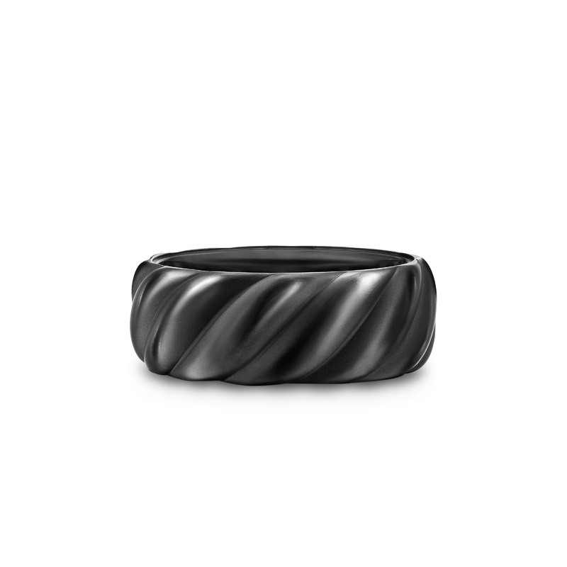 David Yurman Sculpted Cable Band Ring In Black Titanium, 9mm