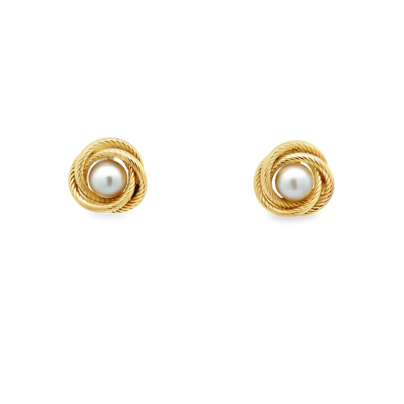 Estate 14k Yellow Gold Pearl Earrings