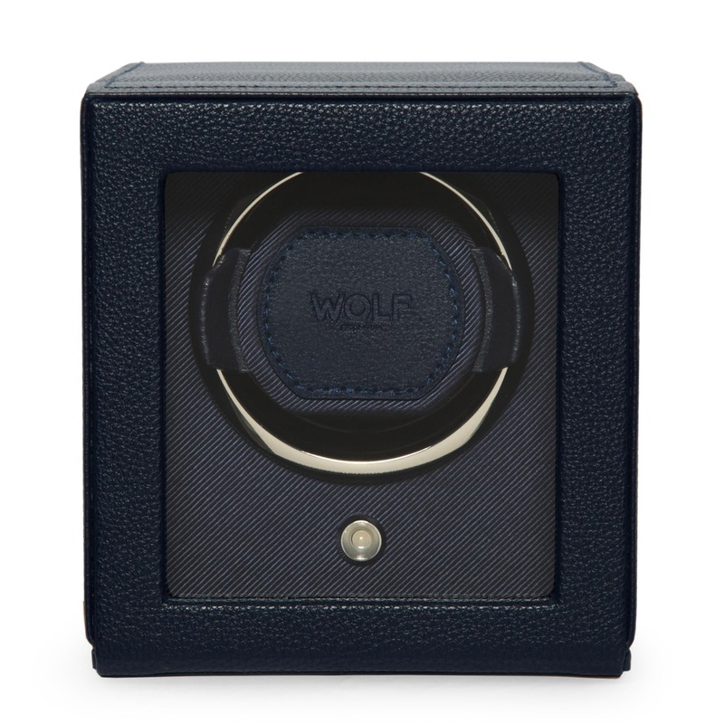Navy Single Watch Winder With Cover