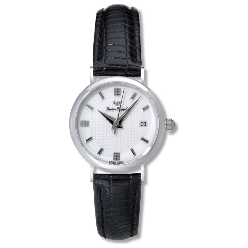 Lucien Piccard 23082WHT Collection White Dial Leather Crocodile Print Women's Watch