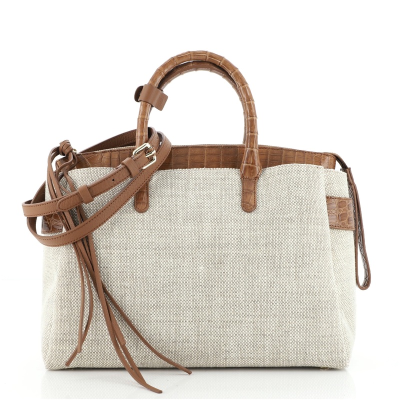Cristie Tote Linen with Crocodile Medium S744816654568