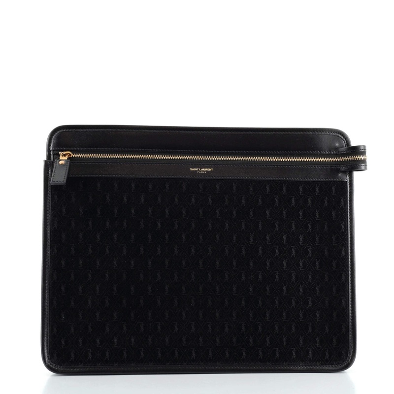 Front Zip Document Case Monogram All Over Suede Large S744816620372