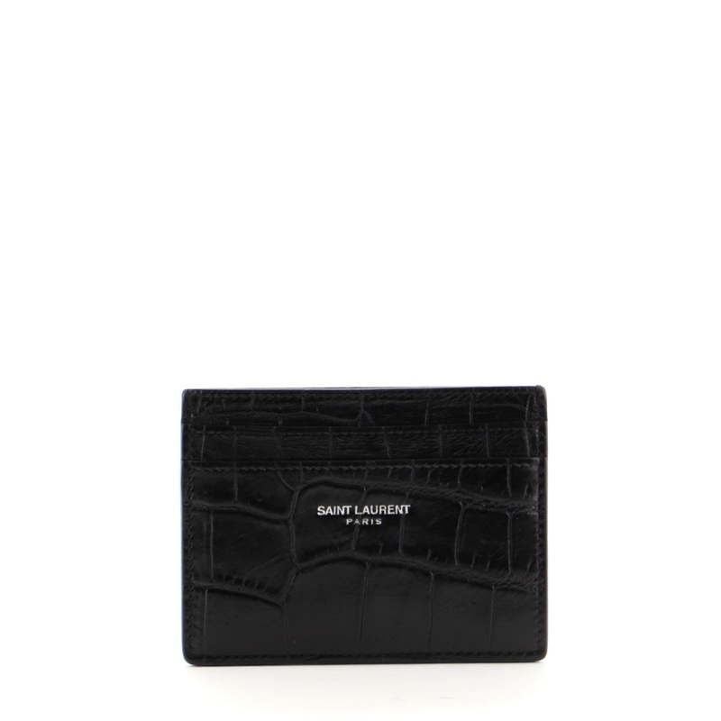 Logo Card Holder Crocodile Embossed Leather S744816690126