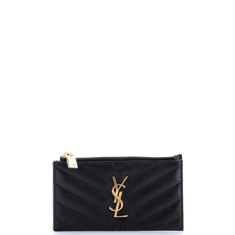 Monogram Fragments Zip Card Holder Matelasse Chevron Leather S744816559182