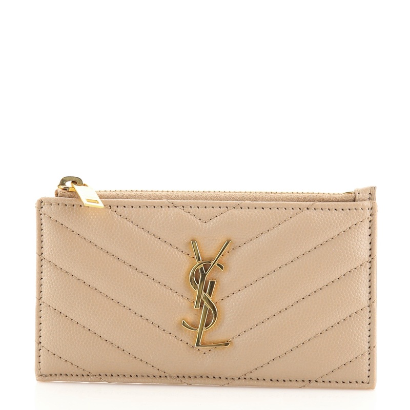 Monogram Fragments Zip Card Holder Matelasse Chevron Leather S744816617617