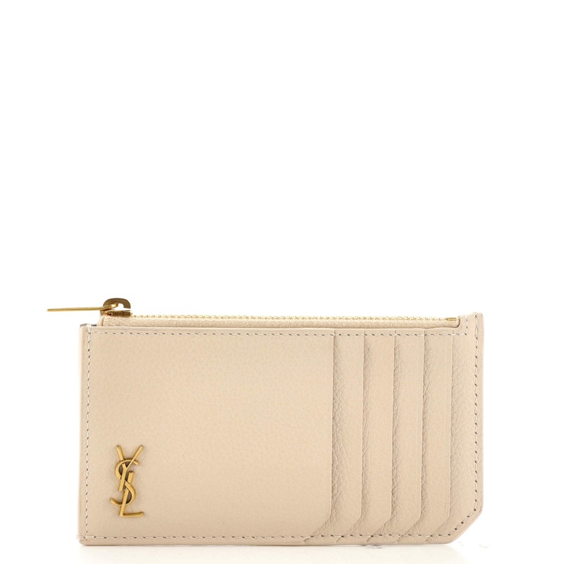 Tiny Monogram Fragments Zip Card Holder Leather